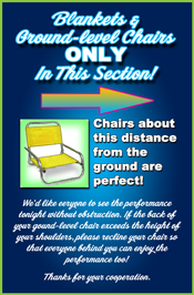 an image indicating low chairs used in the blankets section of the theatre should be about 4 inches from the ground
