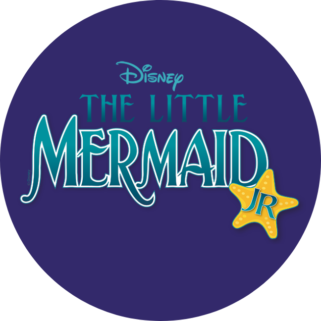 Little Mermaid Jr logo on a dark Blue circle graphic