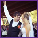 Bride and Groom at theatre in the park